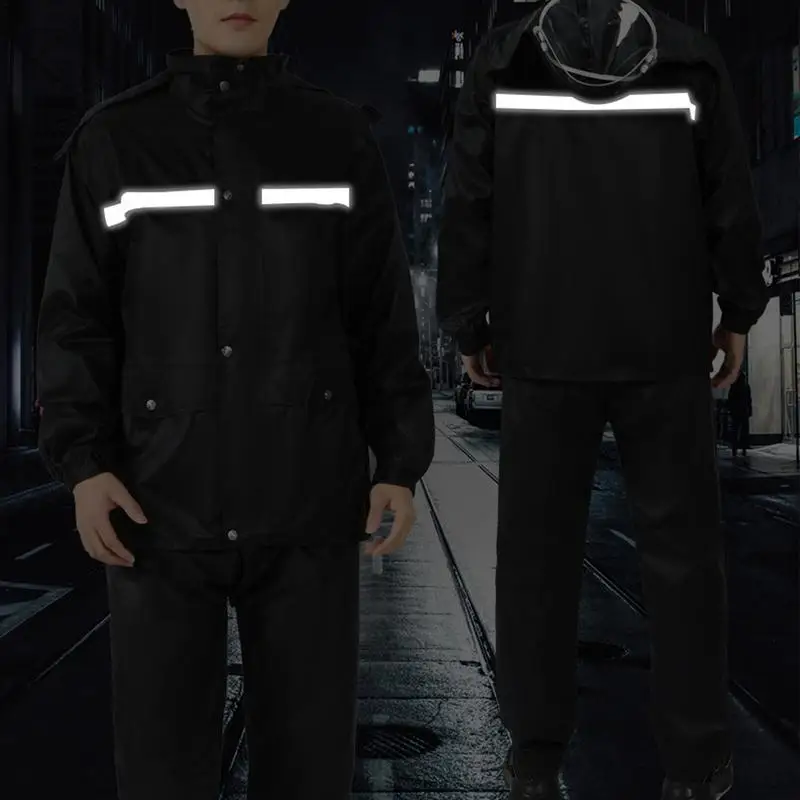 Motorcycle Rain Suit Waterproof Rain Suit Breathable Reflective Rainwear Hood Jacket And Pants For Adults