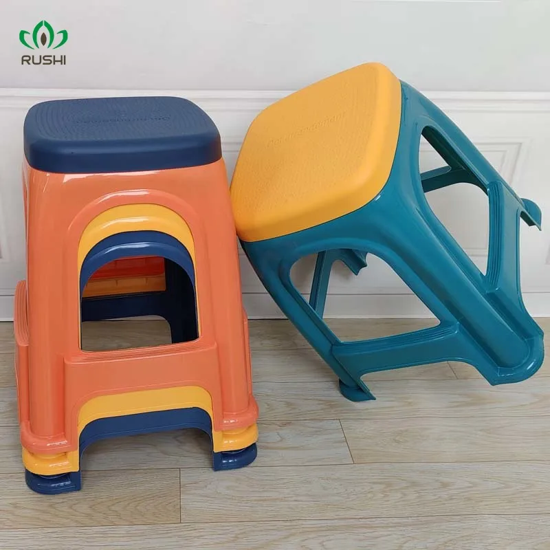 

Plastic Stool Thickened Home Chair High Stool Simple Bench Vulcanized Rubber Dining Table Synthetic Resin Square Stool Chair