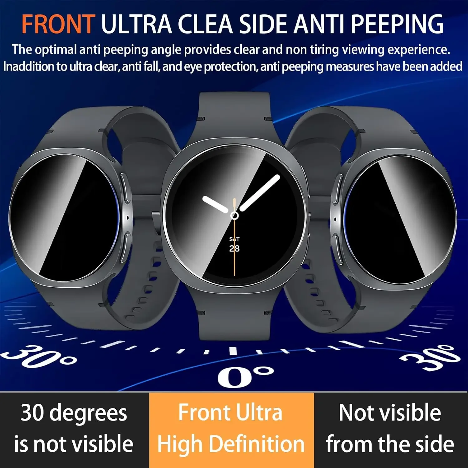 Anti-Peeing Tempered Glass for Samsung Galaxy Watch8 40/44mm Classic 46mm Ultra 2025 Privacy Screen Protector Auto Installation