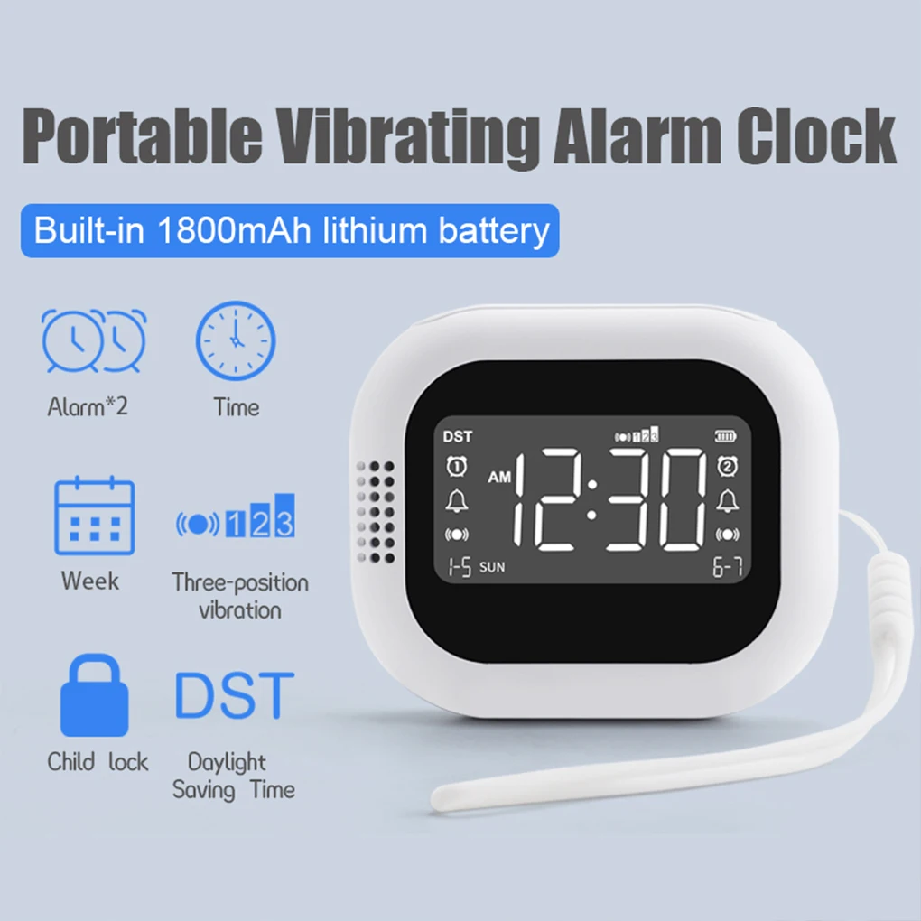 Three Types Vibrating Alarm Clock White Noise Deep Sleep Digital Clock  Wireless