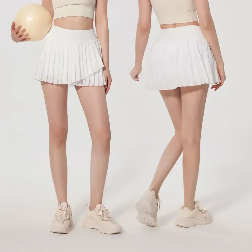 Sports Skirt Summer Pleated Fitness Yoga Skirt with Shorts High Waist Slim Anti-exposure Tennis Golf Outfits Running Sports Skirt Women
