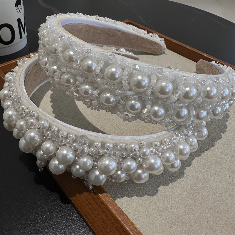 Perlen-Stirnband Aus Kunstperlen – Elegantes Haaraccessoire Für Frauen & Mädchen, Weiß