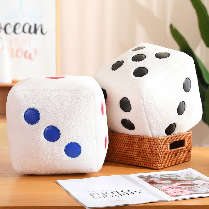 8/25/35cm Stuffed Cube Dice Plush Pillow Soft White Black Colorful Back Support Plushie Interactive Game Gift 5