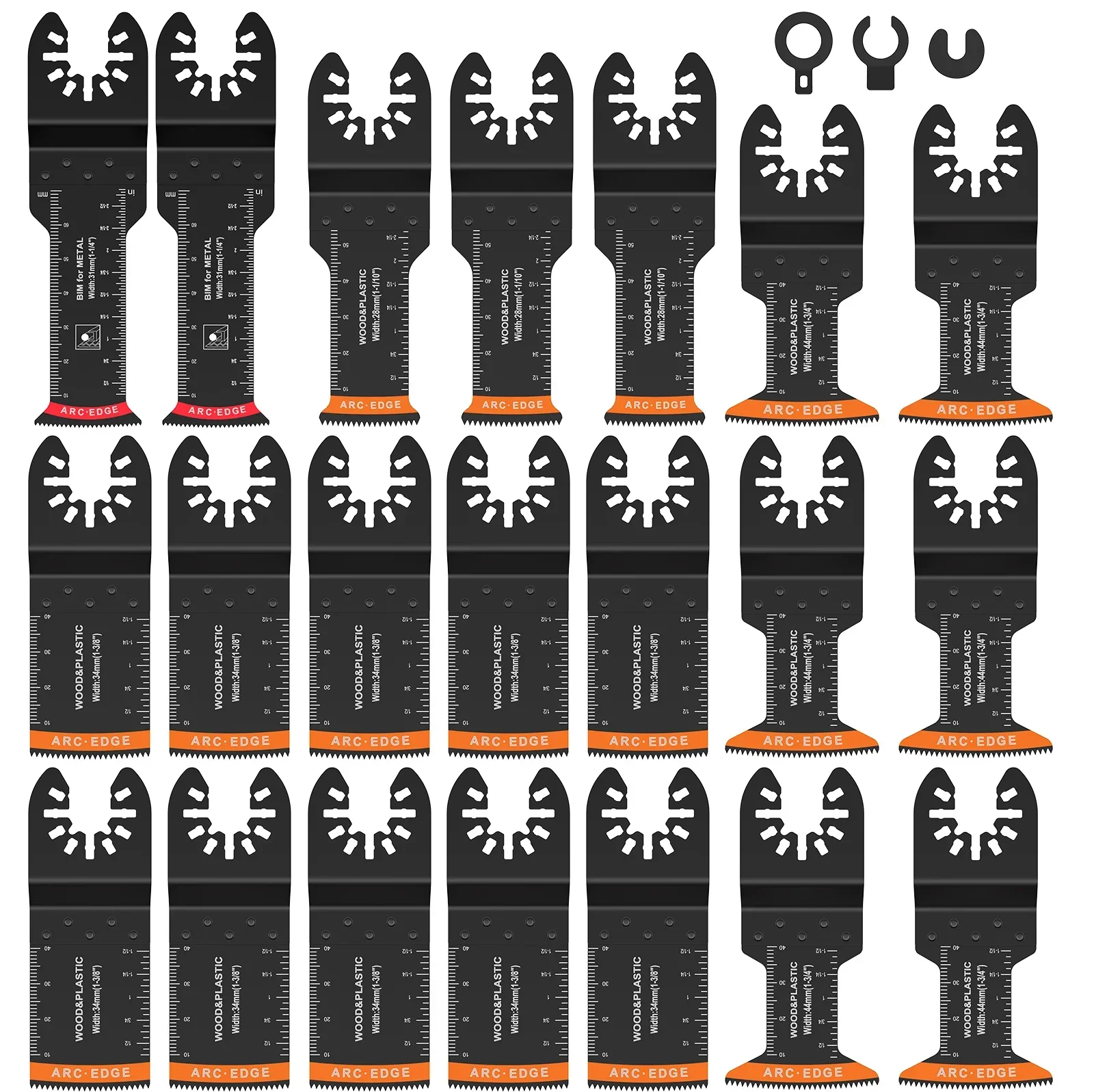 

21Pcs Oscillating Saw Blade Bi-Metal Arc Edge Multitool Blades Sharp Wear Resistant Oscillating Blades Fast Cutting Saw Blades