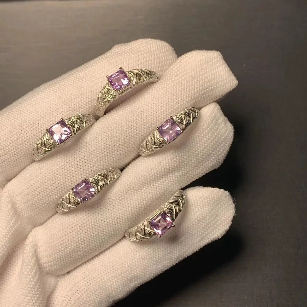 Natural Amethyst Ring Stone Female Handmade Rings Jewelry for Women Gift Purple Flower