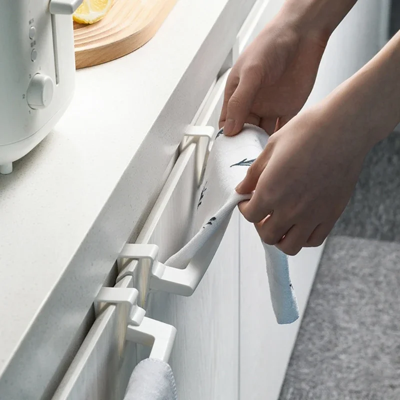 Towel Rack Over Door Towel Bar Hanging Holder ABS Bathroom Kitchen Cabinet Rag Rack Shelf Hanger for Cupboard Door
