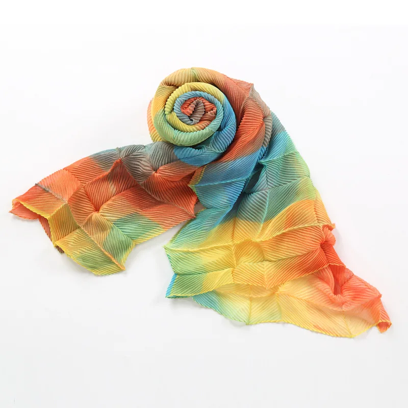 New women's gradient scarf for autumn/Winter 2023 Miyak fold  scarf women luxury