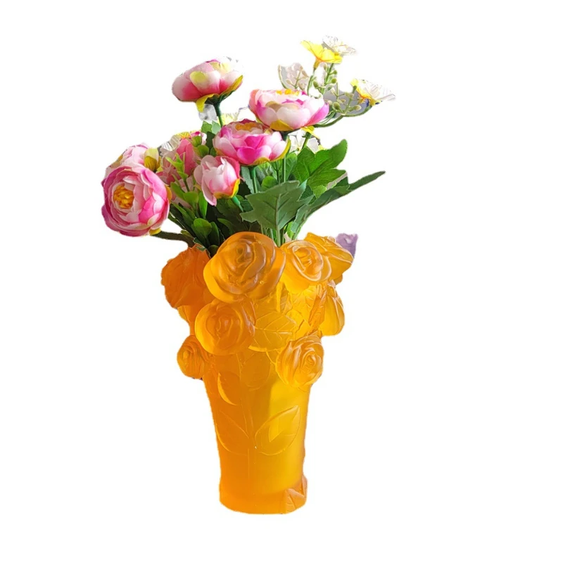 Moral Flower Full Moon Crystal Flower Ware European Light Luxury Home Gift Glazed Vase Rose Flower Ware Home Decor 5