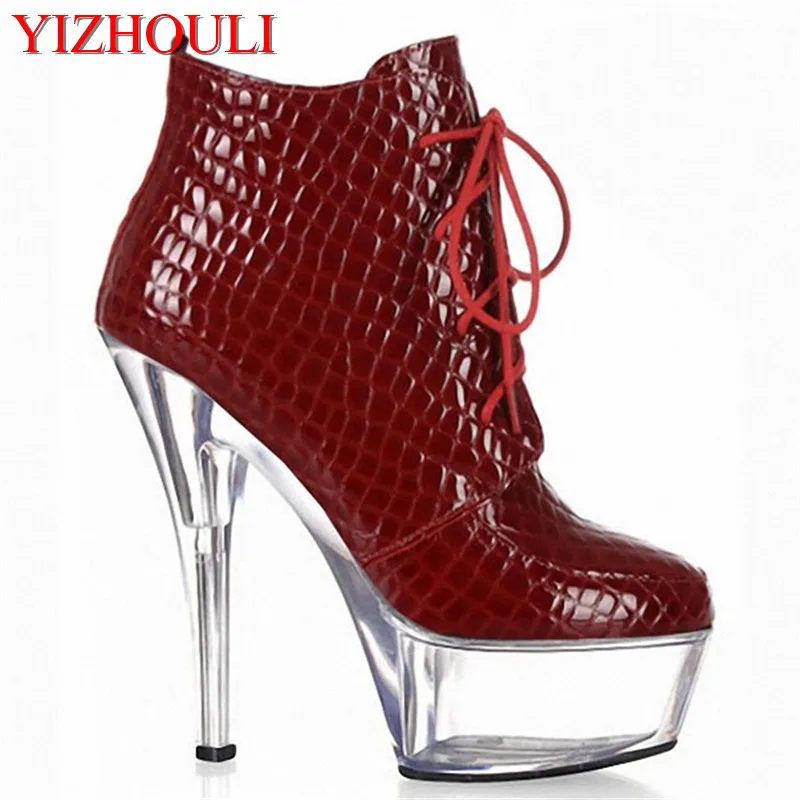 

Gladiator ankle boots with 6 inch heels, for dinner catwalk 15 cm model stage performance ankle dance shoes