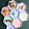 1PC Hexagon Dessert Plates Wheat Straw Thicken Snacks Trays Fruit Plate Dishes Multifunctional Tableware Party Kitchen Accessory 3