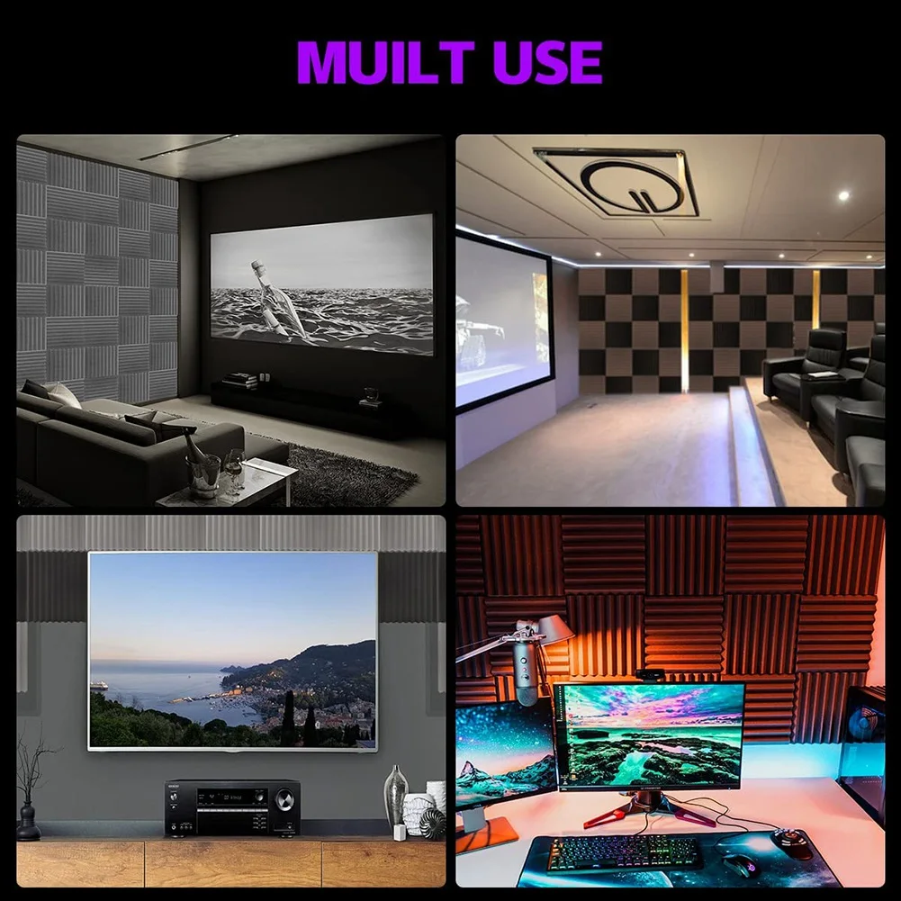 12 Pack Self-Adhesive Acoustic Panels Sound Proof Foam Panels High Density Soundproofing Wall Panels for Home