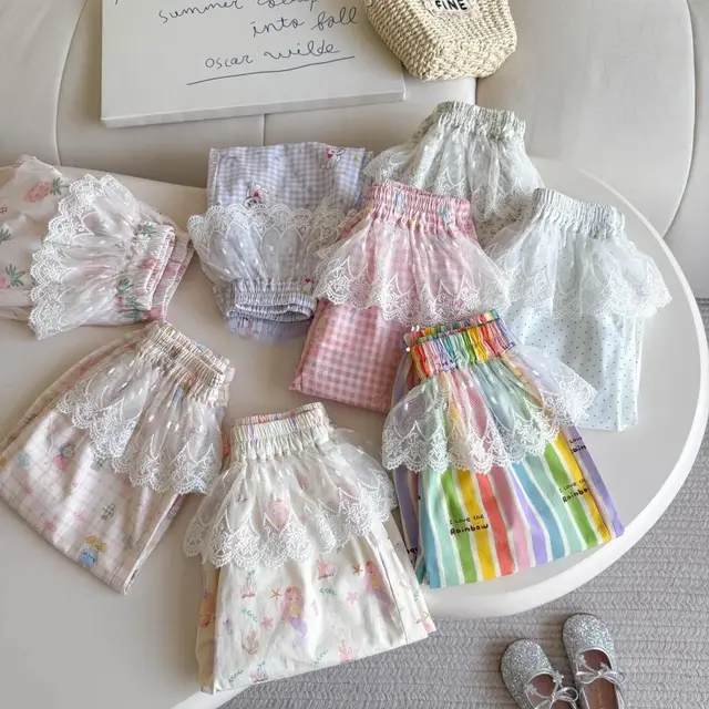 Nouvelle Collection Coréenne Été 2026 – Vêtements pour Enfants et Filles de 2 à 7 Ans – Pantalon en Dentelle Tendance et Polyvalent 1