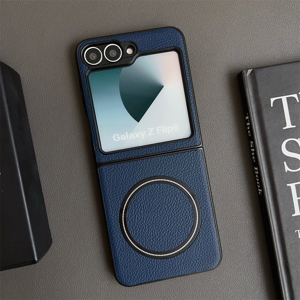 Lychee Magnetic Leather Matte Ultra-Thin Folding Shockproof Bumper Case