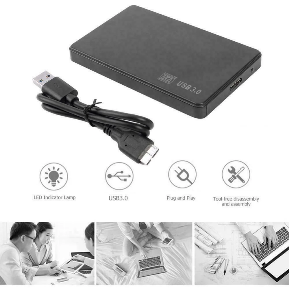 노트북 데스크탑용 외장 하드 드라이브 인클로저, HDD SSD 케이스, USB 3.0-SATA 하드 디스크 박스, 5Gbps SD 디스크 케이스, 2 5 인치