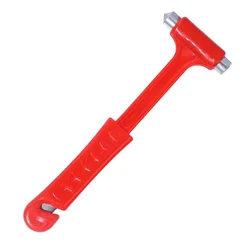 Emergency Escape Safety Hammer with Glass Breaker and Seat Belt Cutter (Red)