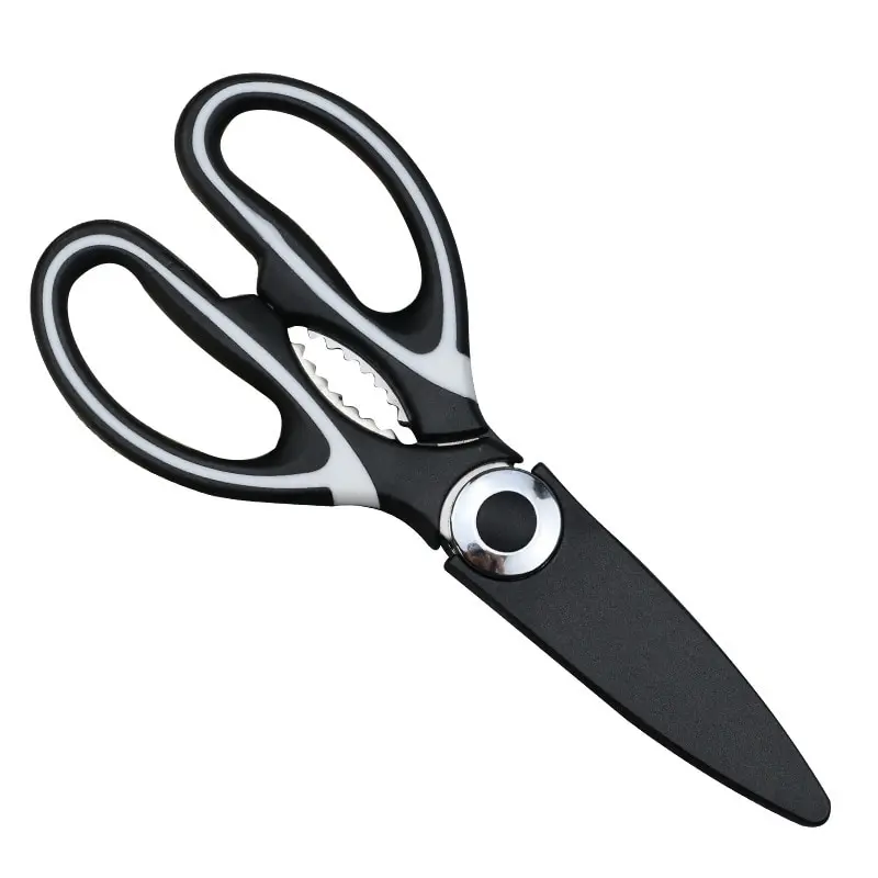 1pc Kitchen Scissors With Walnut Clipper & Bottle Opener