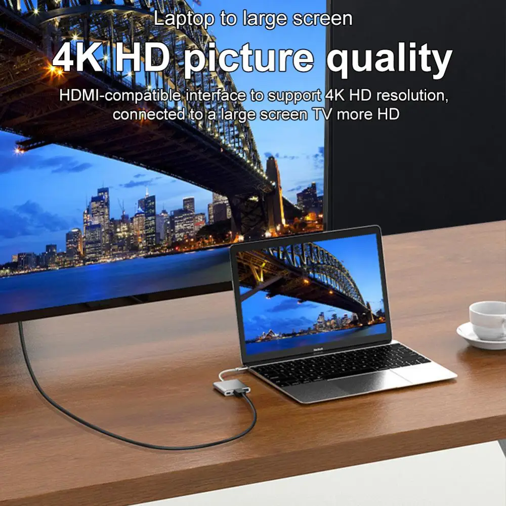아이패드 2018 2020 S8 플러스 태블릿 PC 액세서리, USB C타입 허브, 4K HDTV, USB 3.0