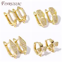 18K Gold Brass with Zircon Earring Hooks Shvenzy Earwires Fasteners Earrings Fixtures Accessories For Earrings Making Supplies