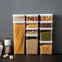 

Square Food Storage Jar Plastic Moisture Proof Thicken Storage Jars Transparent Eco Friendly Storage Kitchen Supplies