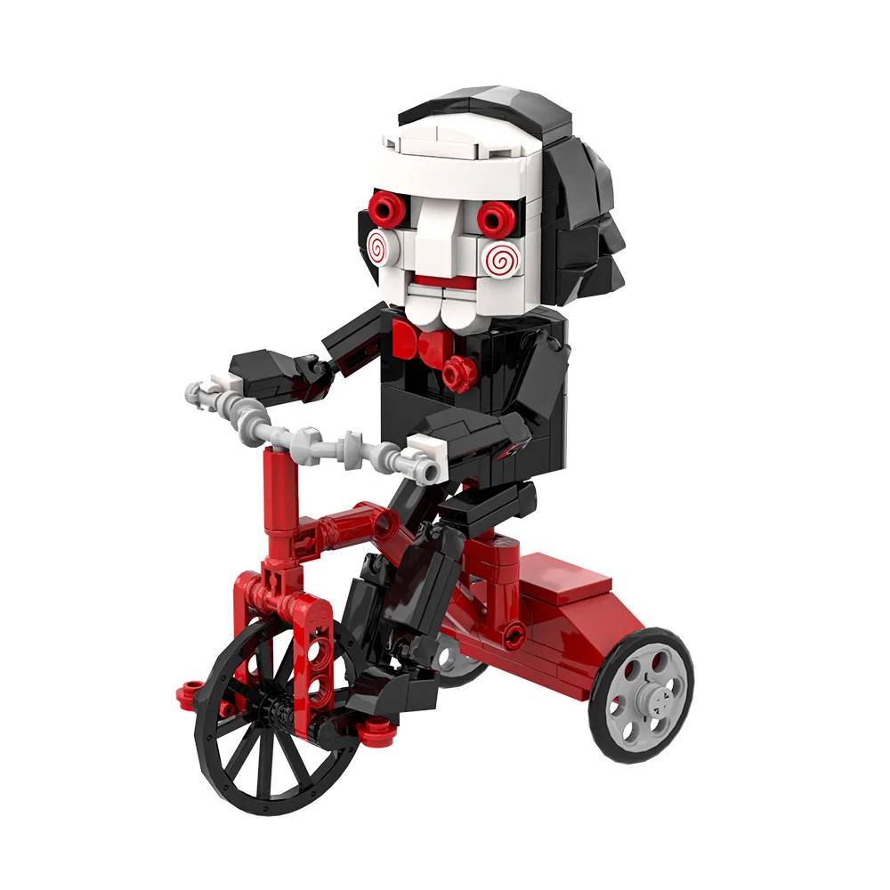 MOC Kettensägen-Gruselpuppe Billy Bausteine Horrorfilm-Spielzeug Mörder-Actionfigur Puzzle-Bausteine Erwachsenengeschenk für Kinder