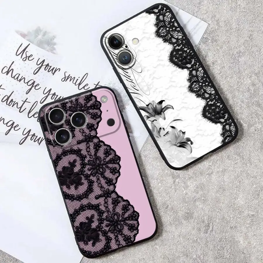 Elegant Retro Lace Art Phone Case - Stylish Protective Cover