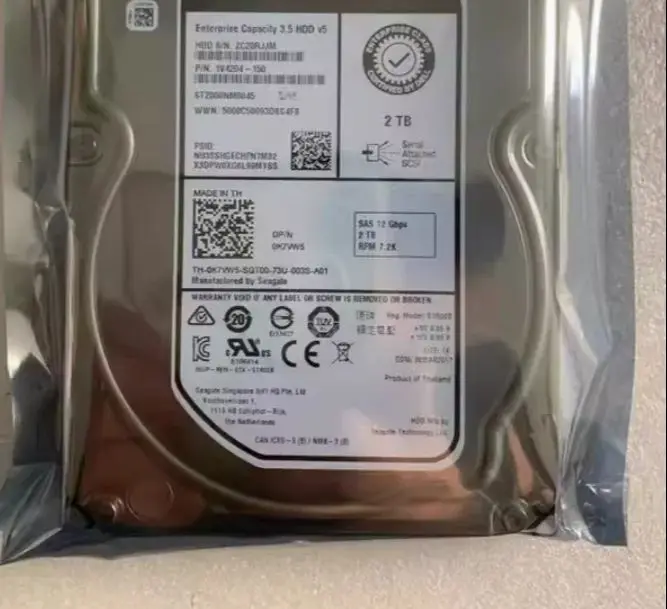 For 0K7VW5 ST2000NM0045 2T SAS 3 5 inch 7 2K 12GB hard drive