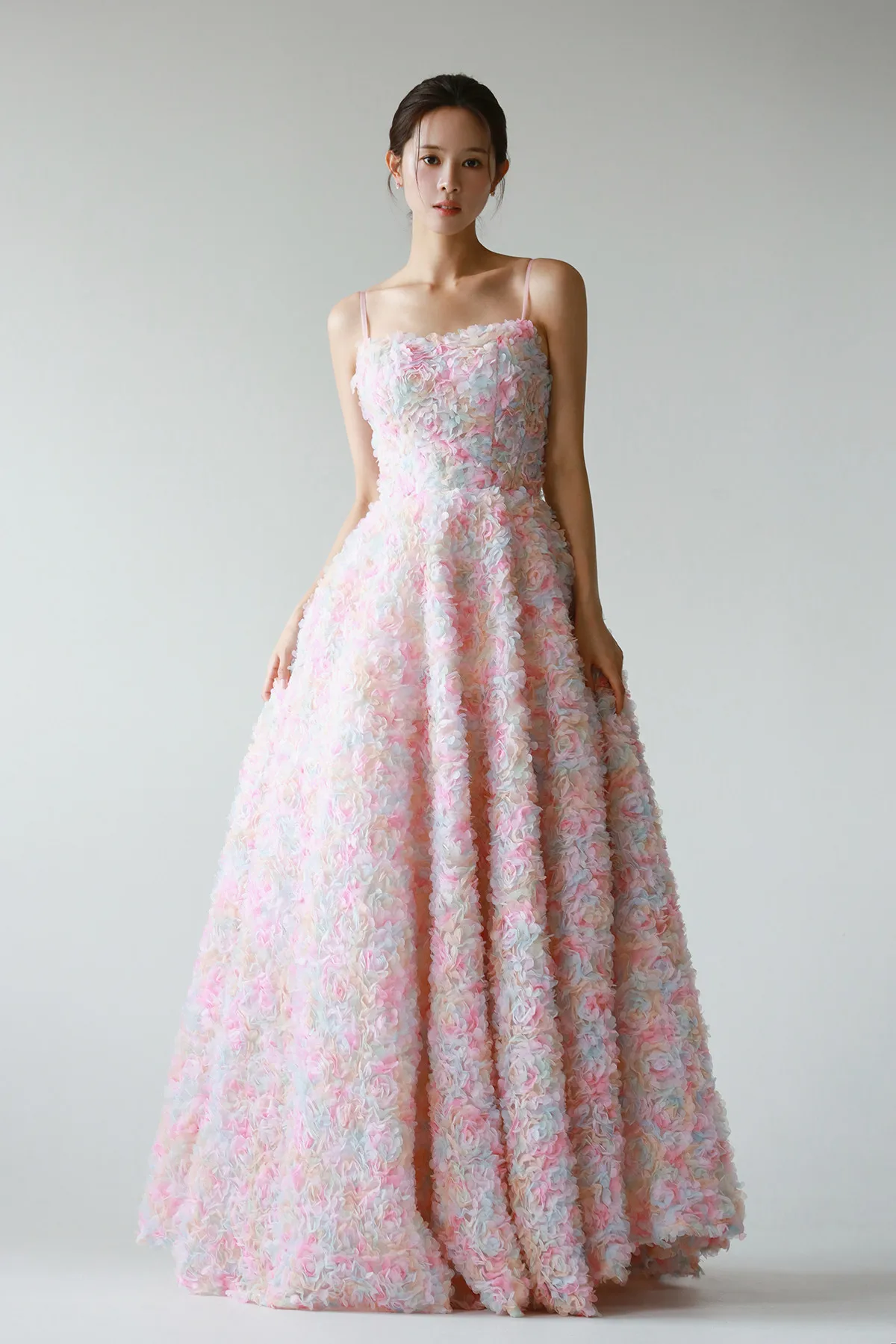 

Welove Square Collar Simple Pleat Beauty Bride Wedding Party Dress 3D Flowers Korea 드레스 Photography Wedding Dresses for Women