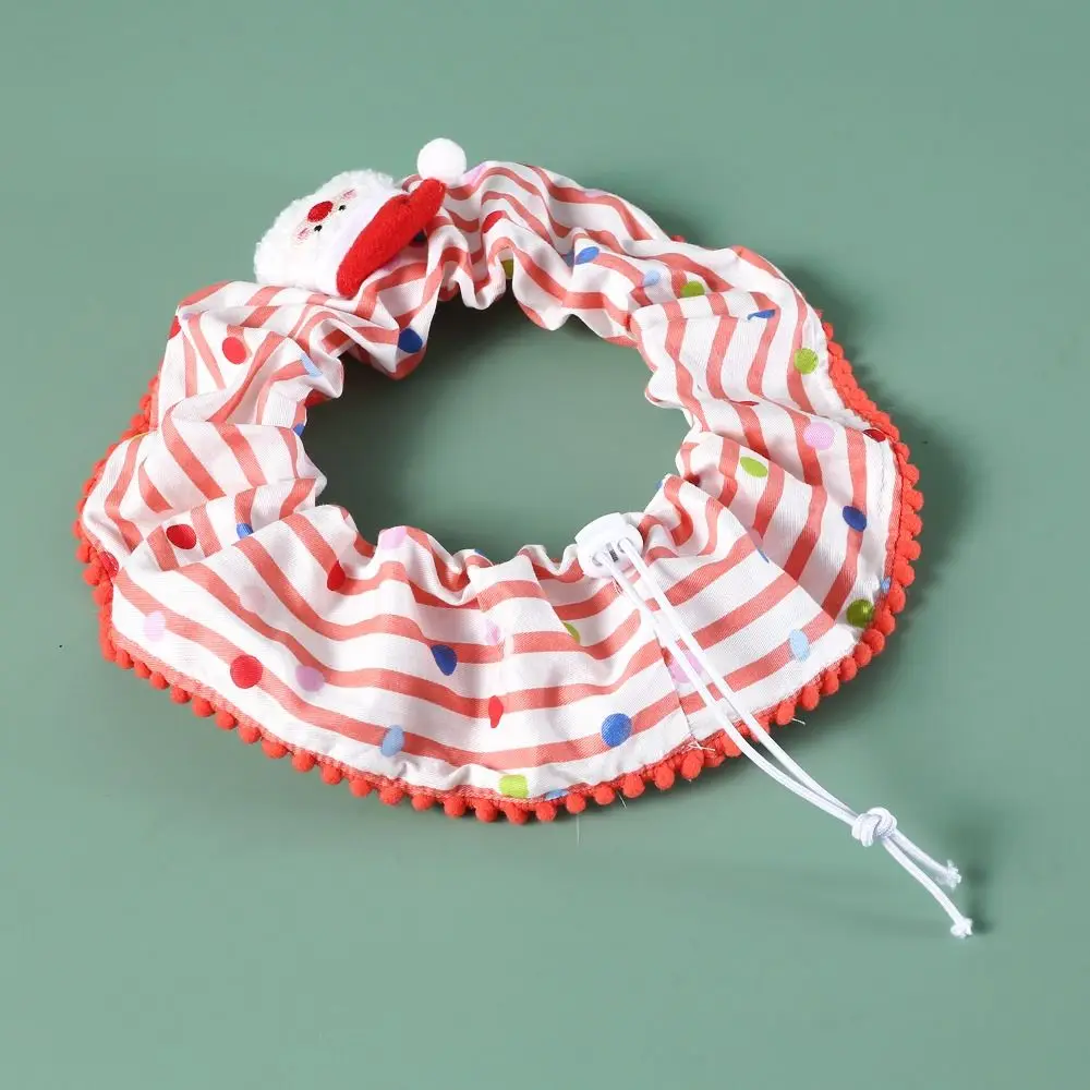 Pet Supplies Cute Christmas Pet Striped Scarf Cotton Washable Pet Christmas Hat Cartoon Adjustable Pet Collar Set Gift
