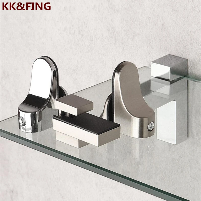 KK&FING Adjustable Glass Clamps Brackets Shelf Holder Support Clamp Holder Glass Shelves Zinc Alloy Fish Mouth Clip glass shelf clamp holder glass fasteners