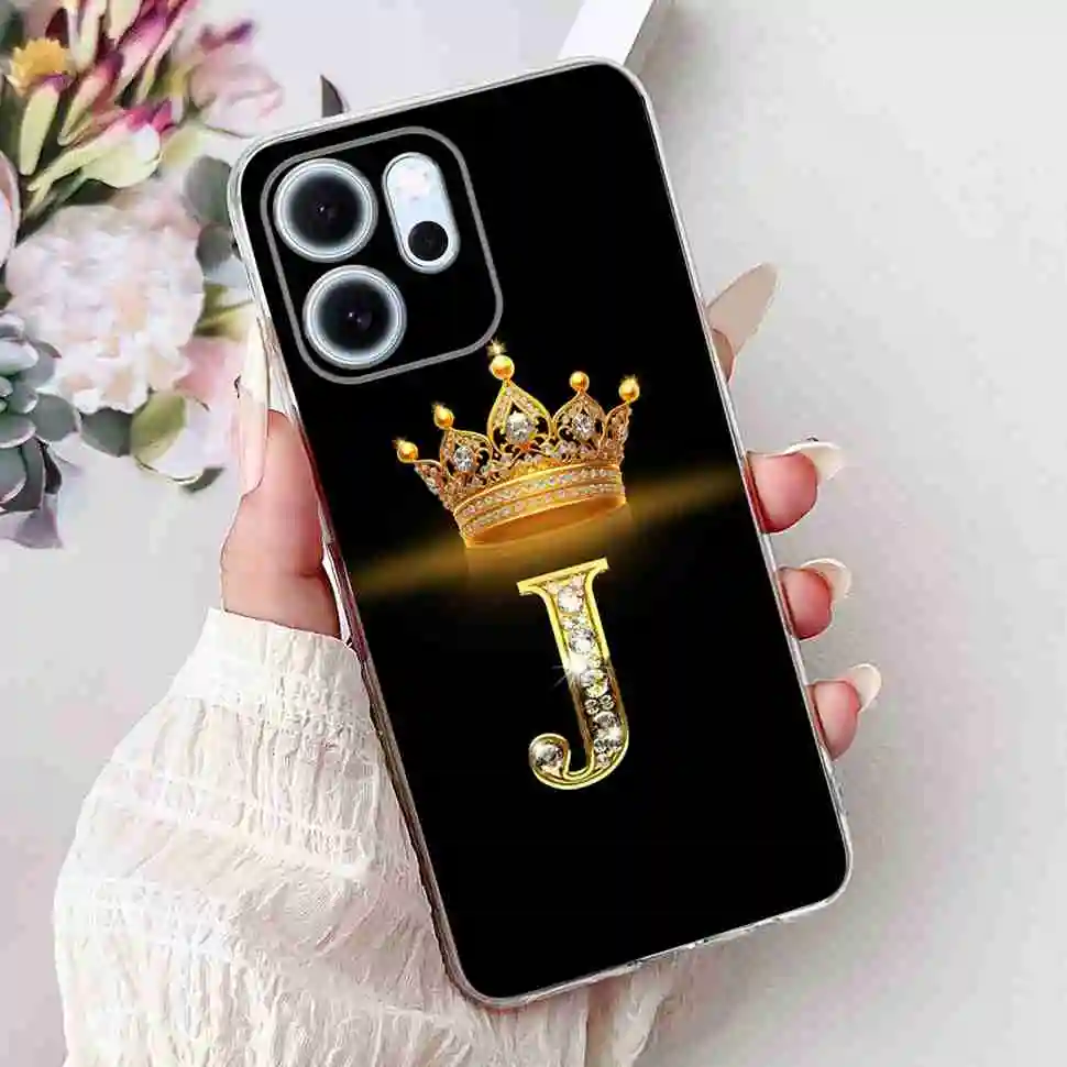 Stylish Alphabet Crown TPU Silicone Phone Case - Fits 6.57 Devices