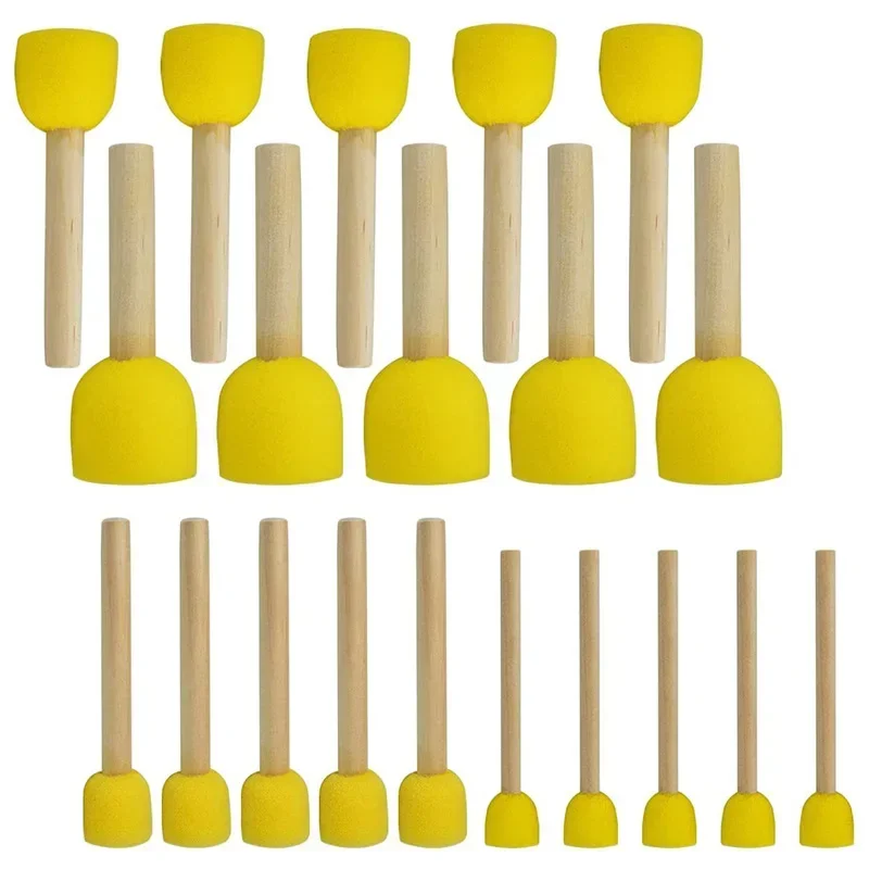 Round Sponges Brush Sponge Paint Brushes Wooden Handle Children Drawing Sponge Rod Brushes Pottery Clay Sculpture Modeling Tool