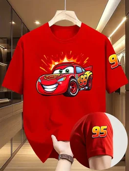 Cool Streetwear Couple T Shirt Unisex Disney Cars Lightning McQueen Mens Summer Cotton Women Top Tee Casual Trend Oversize Shirt