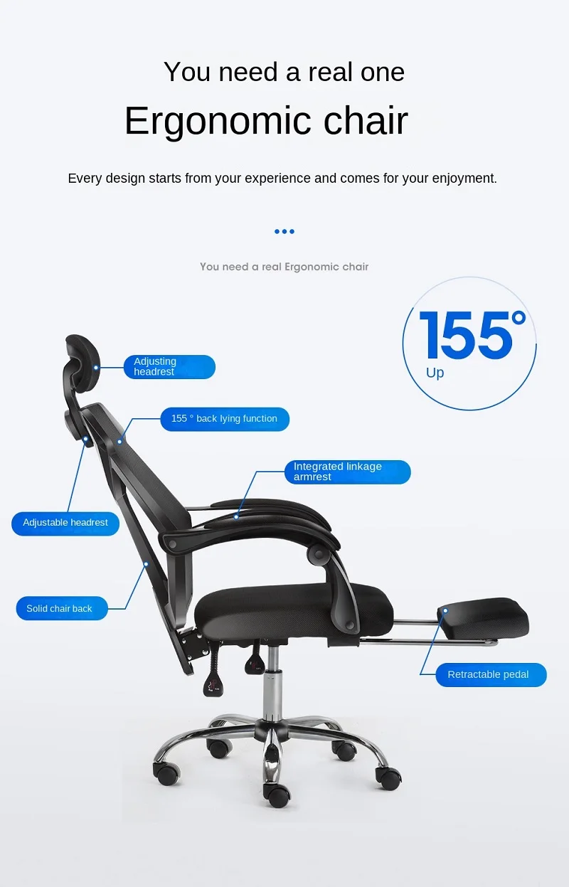 Description Picture 4 of itemWCG High-quality Gaming Chair Office Computer Mesh Office Staff Dormitory Breathable Reclining Leather Internet LOL Cafe Racing