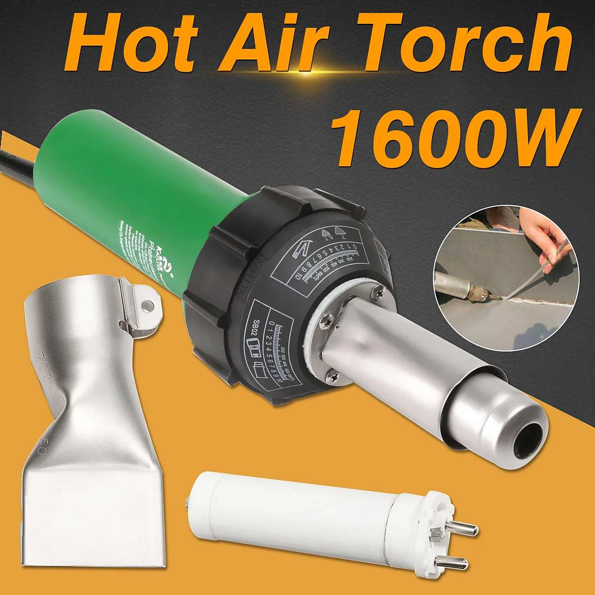 

AC 220V 1600W 50/60Hz Hot Air Torch Plastic Welding-Gun For Welder + Flat Nose High Quality Welder Heat Hot Tools Kit