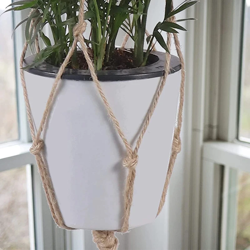 Macrame Hemp Rope Plant Hanger Basket for Home Garden Decoration