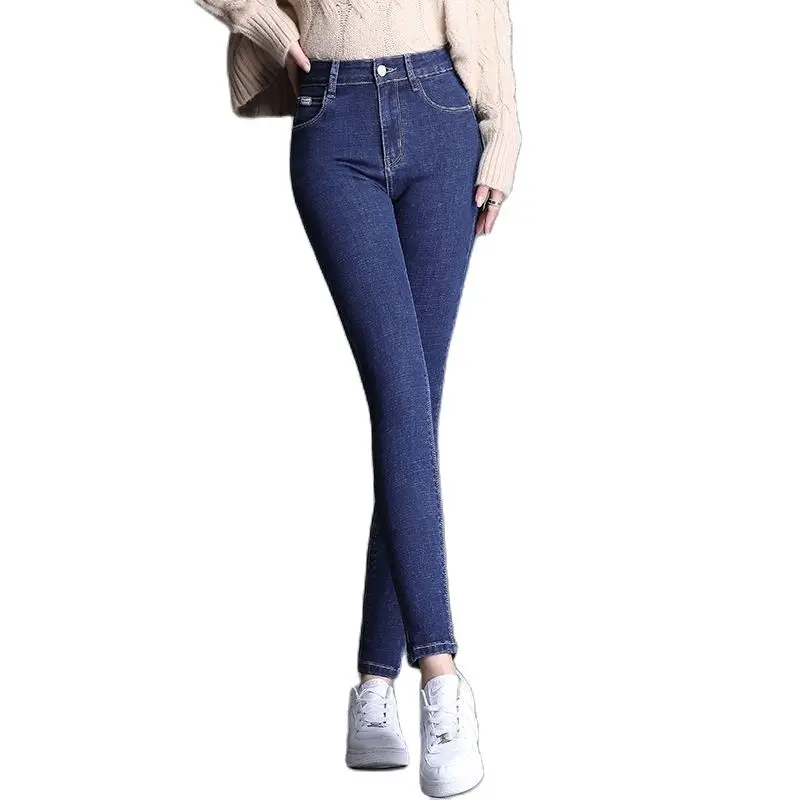 

Fashion Jeans Women's Spring And Autumn New High Waist Elastic Korean Version Casual Slim Black Pencil Pants Women's Trousers