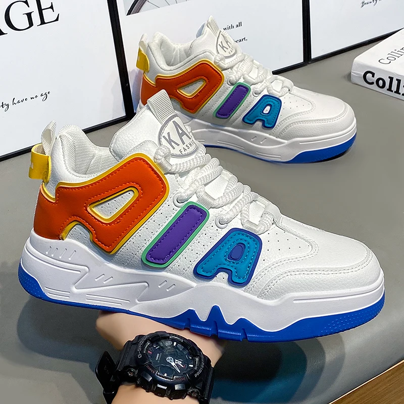 

Men's High Top Quality Sneakers Luxury Leather Casual Sports Tennis Basketball For Men Comfortable Hiking Fashion Outdoor Shoes
