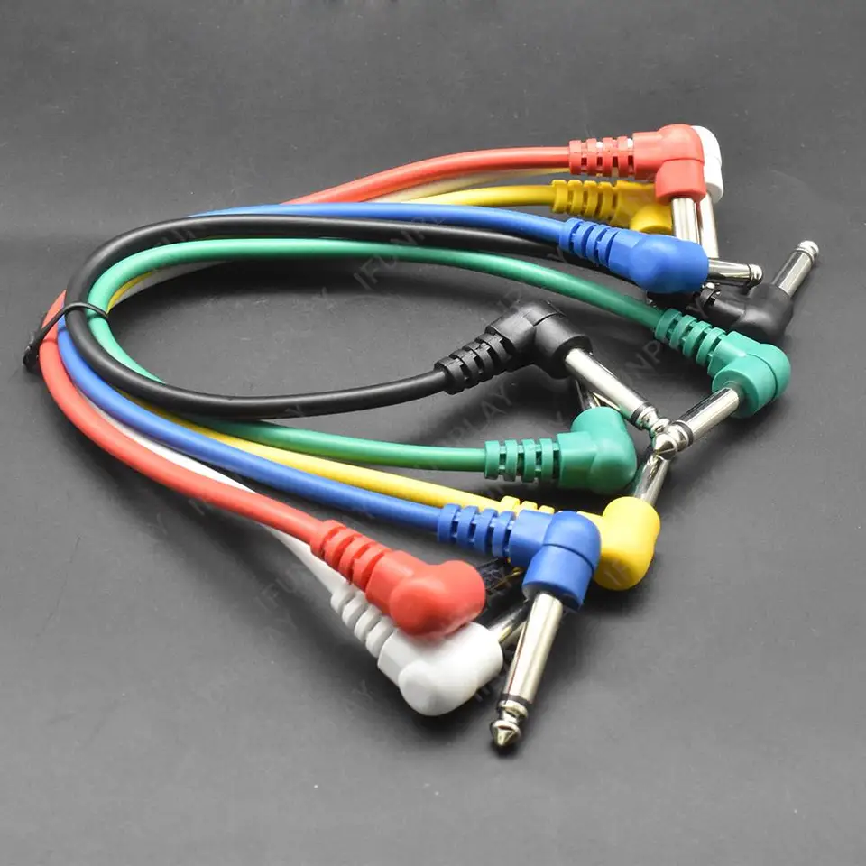 Pack De 6 Câbles De Pédale D'Effet Pour Guitare - Longueur 6 Pouces (15 Cm), Connecteurs 6,35 Mm Angle Droit - Réduction De Bruit Et Transmission Haute Fidélité