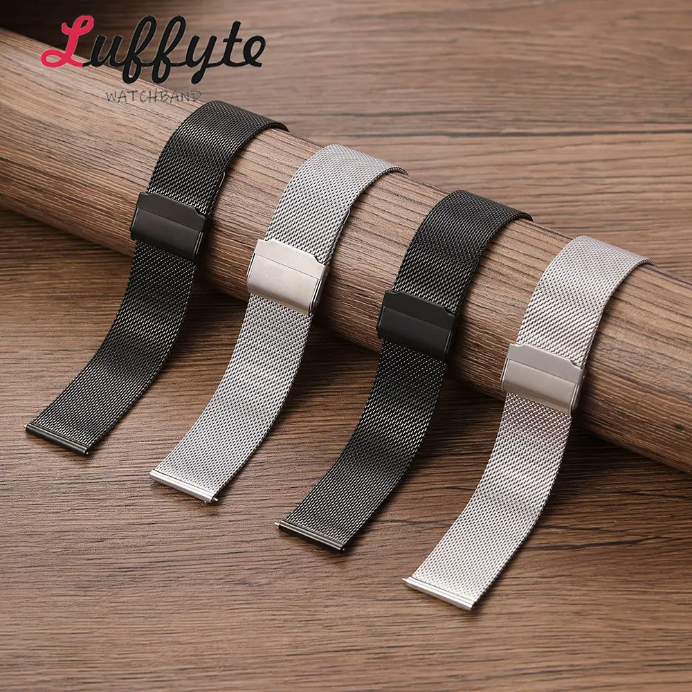 Men's Business Style Stainless Steel Mesh Watch Strap – Quick Release, Durable, Comfortable Wristband Replacement