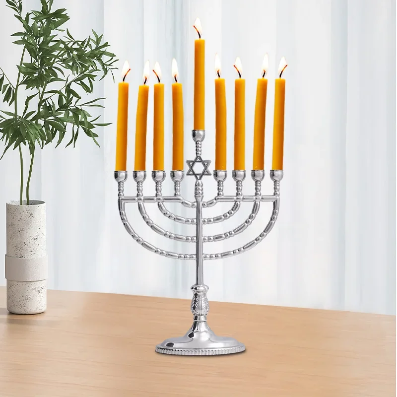 Jerusalem Temple 9 Branch Jewish Candle Holder Hanukkah Fastival Menorah
