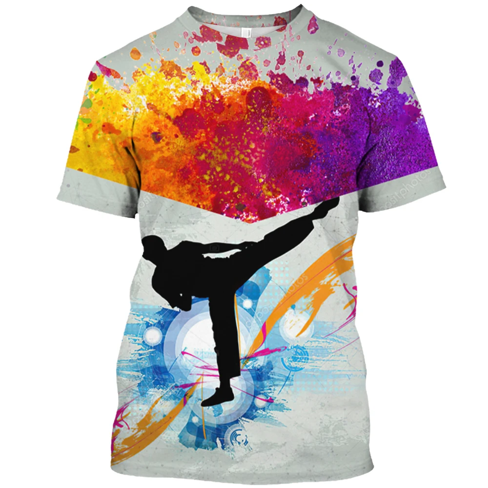 

Summer Men's Training Quick Drying And Breathable 3D Printing Fashion Casual Sports Martial Arts Clothing Short Sleeved T-shirt.