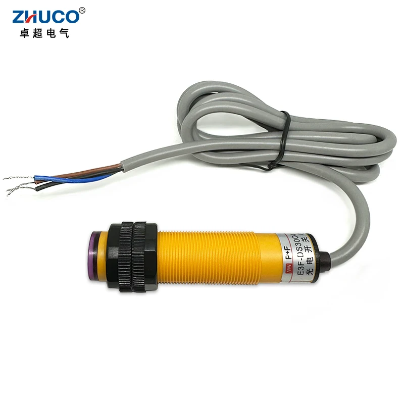 E3F-DS30Y2 AC NC 센서 거리 적외선 감지 확산 반사 광전 근접 스위치, 110-220V, 10-30cm, 1.2m, 1PC