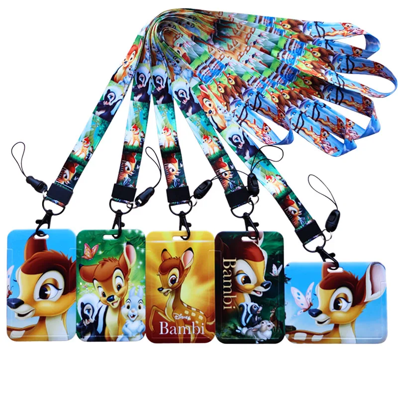 Disney Bambi Porta Carte Di Credito Cordini Ragazze Cinturino Al Collo Porta Carte Di Credito Ragazzi Id Badge Holder Resses Clip Retrattile Per Le Do