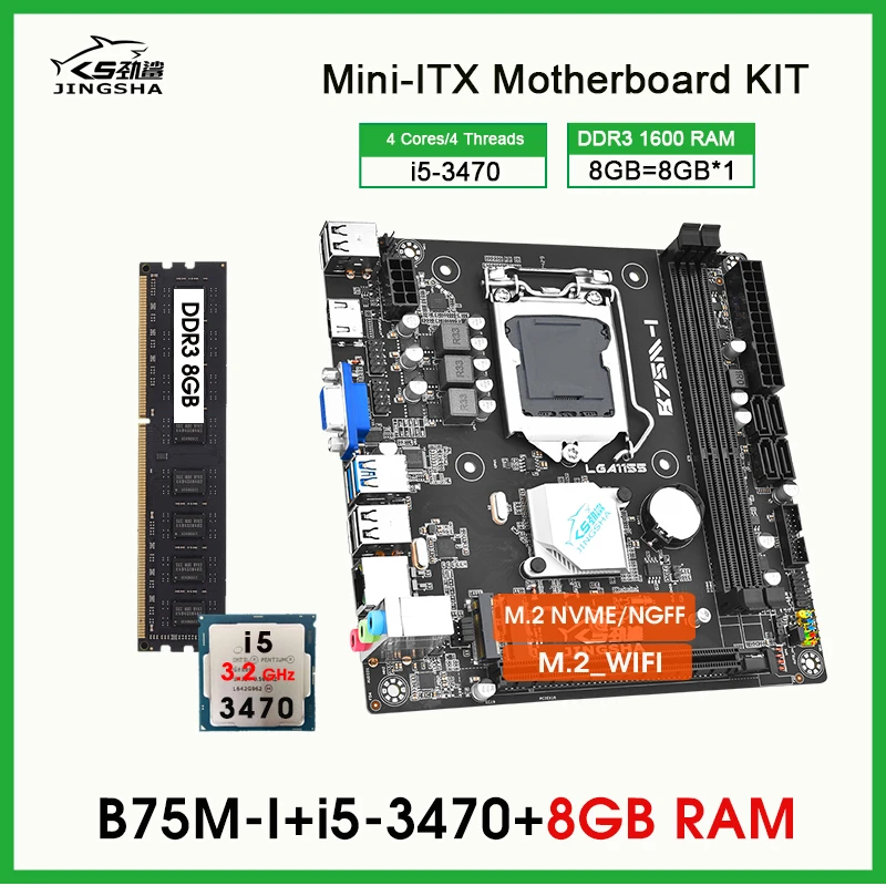 Kit PC Preassemblato B75 + I5-3470 + 16GB RAM + Dissipatore E Cavo SATA – Riparazione Computer Fai-da-te