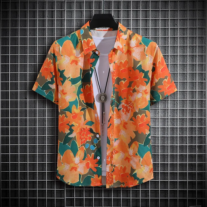 

Tropics Flowers Graphic Shirts for Men Clothing 3D Print Hawaiian Beach Shirt Short Sleeve y2k Tops Vintage Clothes Lapel Blouse