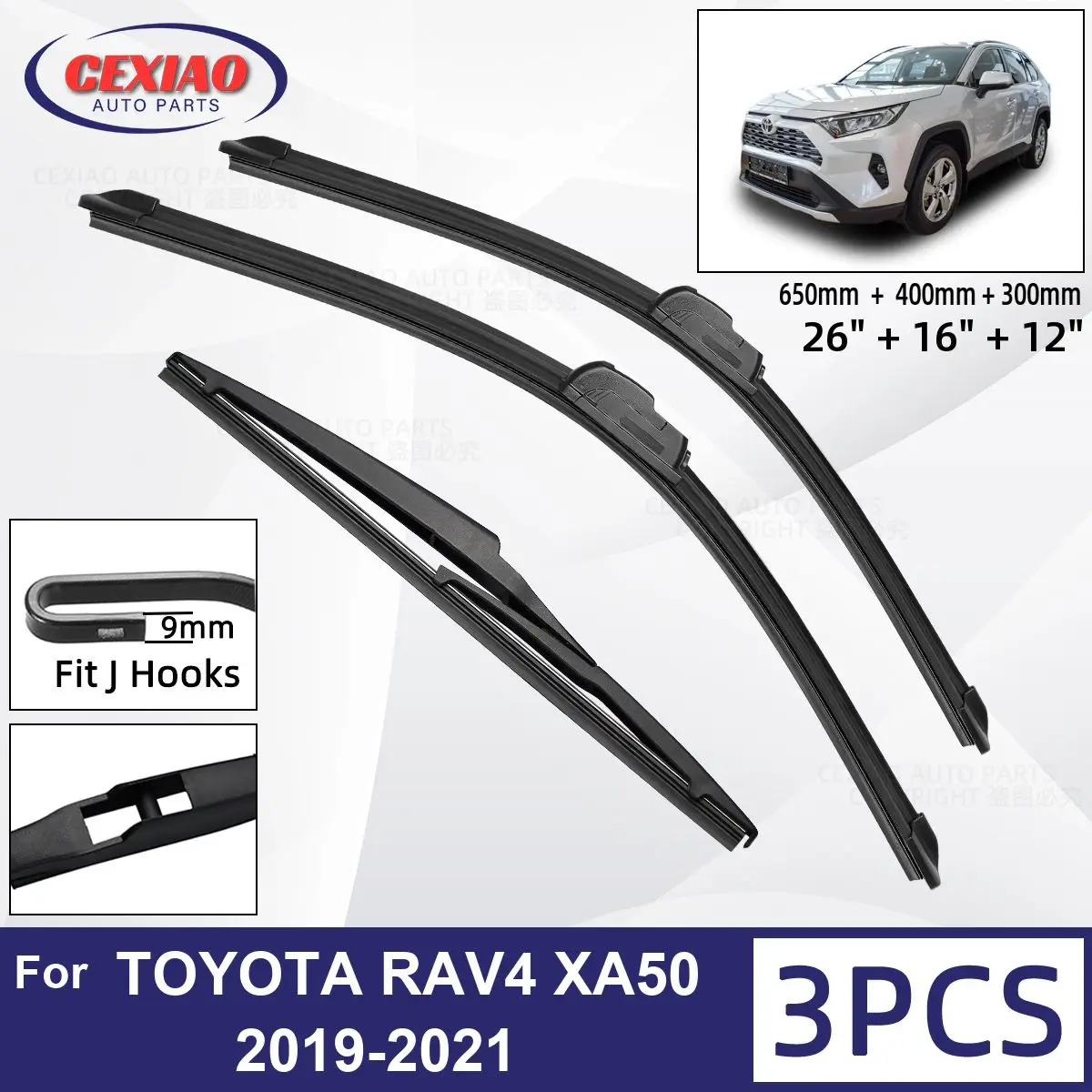 For TOYOTA RAV4 XA50 2019 2021 Car Front Rear Wiper Blades Soft