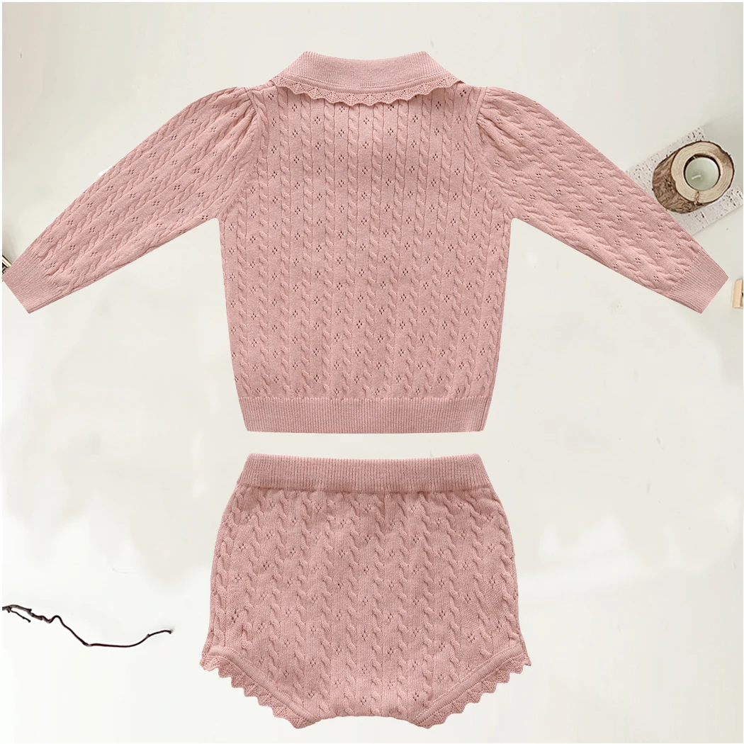 New Autumn Baby Girls Knitted Clothes Sets Infant Cardigan