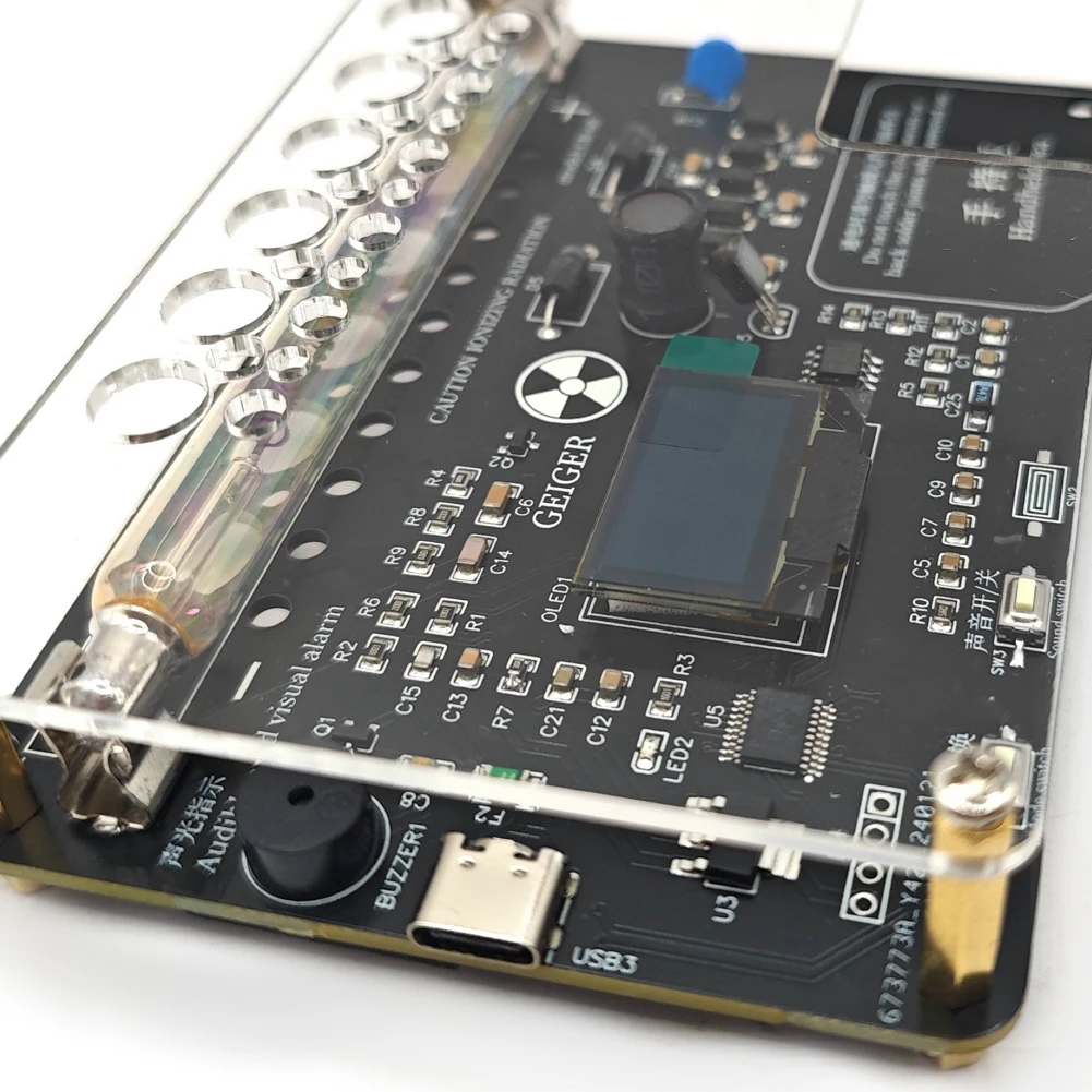 가이거 계수기 조립 모듈 OLED 디스플레이 DIY 가이거 계수기 회로 기판 부품 감마 베타 X선 요오드 131 감지