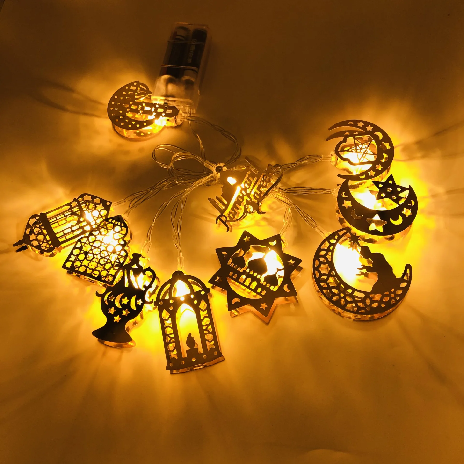 1.65M 10Led Ramadan Kareem Iron Art Light String Eid Mubarak Ramadan Decoration Home Eid Mubarak Islamic Muslim Party Decor 2023
