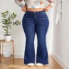 Plus Size Elastic Bell Bottom Jeans Casual High Waist Cotton Denim Pants for Taller People Spring Autumn Fashion Slim Fit